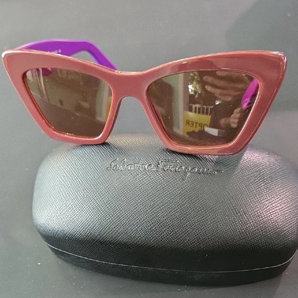 Salvatore Ferragamo Purple and Brown Sunglasses display picture 3